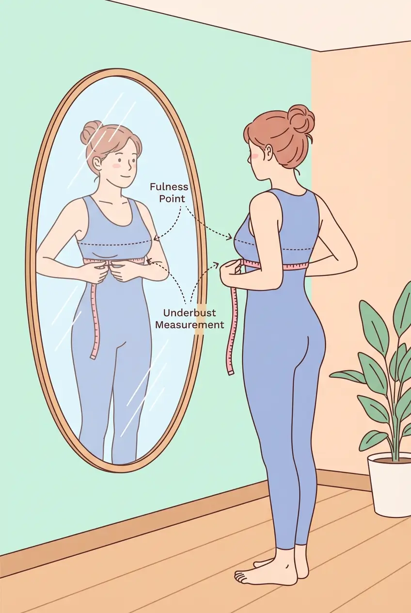Illustration demonstrating how to measure underbust and bust size correctly.