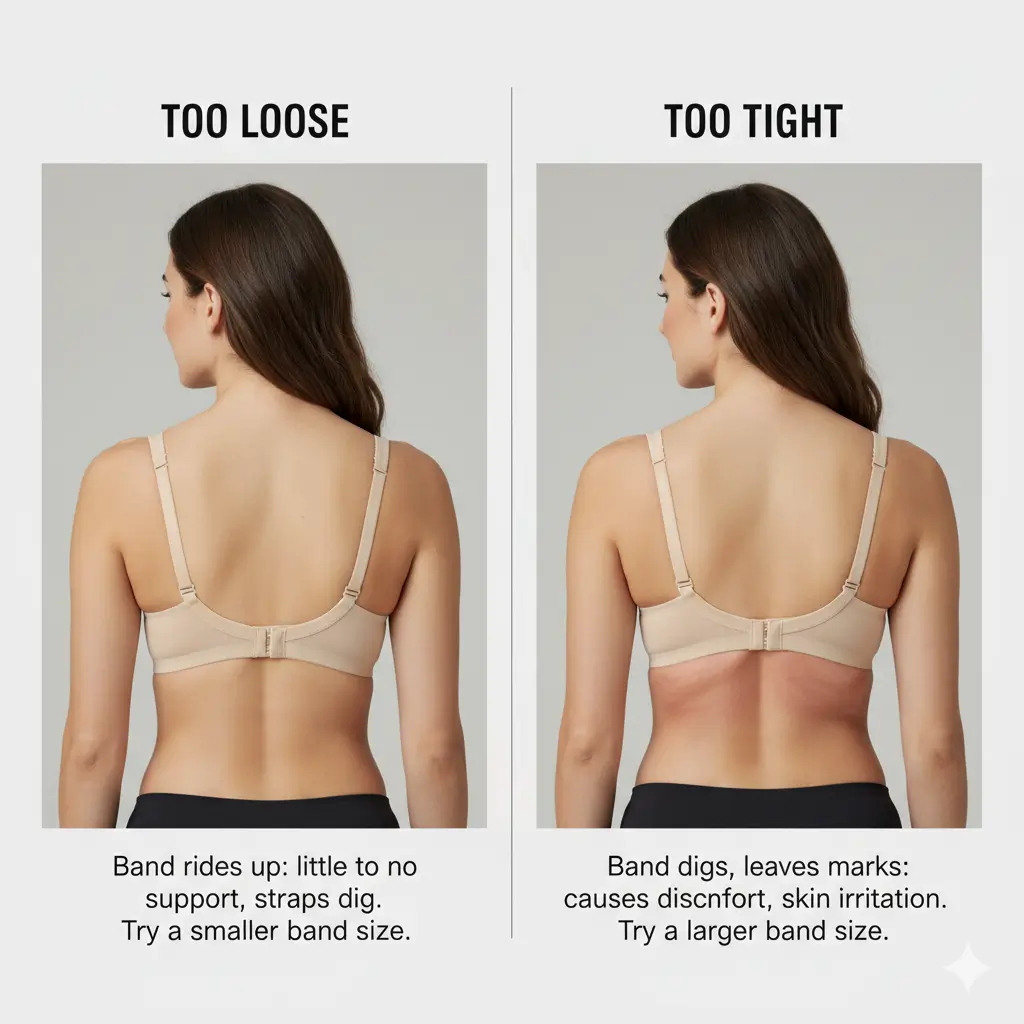 common bra fit problems tight band and loose band example