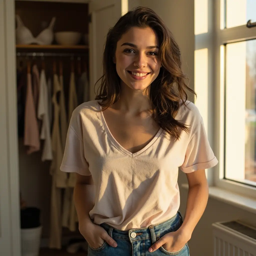 Woman feeling confident after understanding what 32B bra size means and finding the right fit