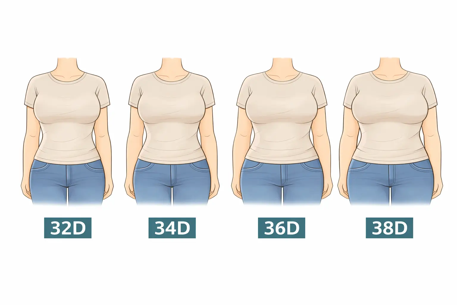 How a D cup bra size looks on different body types