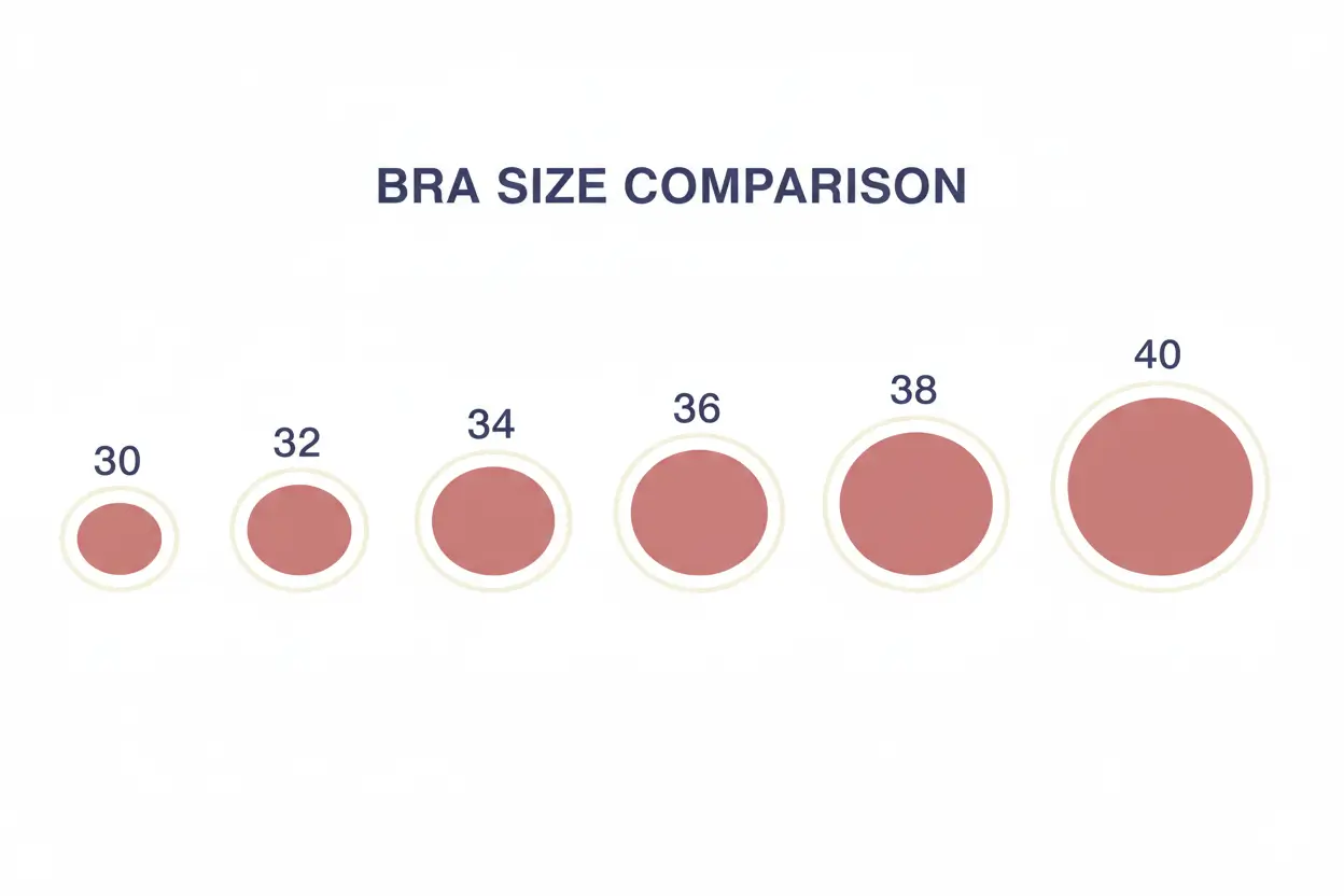 Infographic comparing DD cup volume across different band sizes from 30DD to 40DD